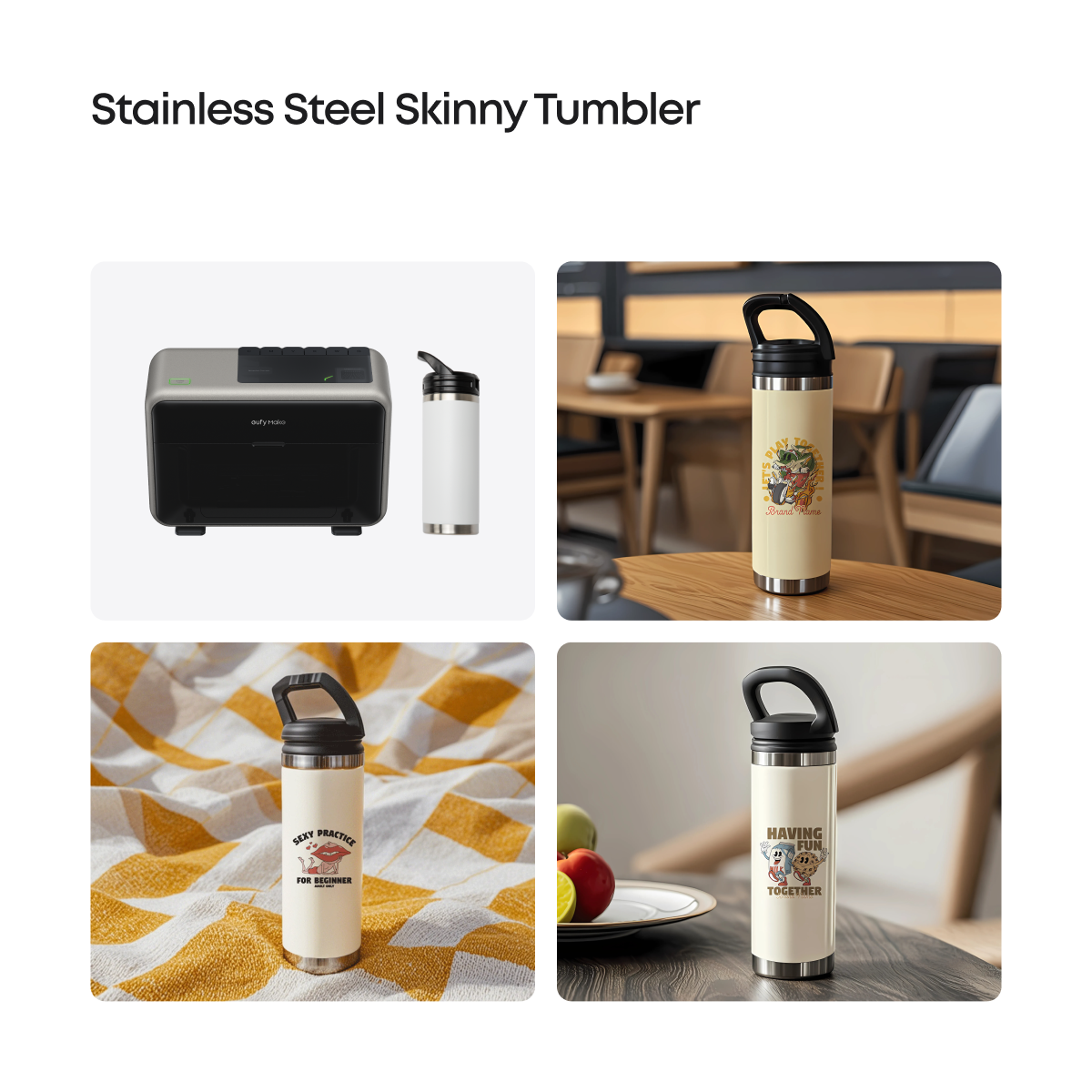 eufyMake Stainless Steel Skinny Tumbler for UV Printer E1 (2-pack) - Flash Sale