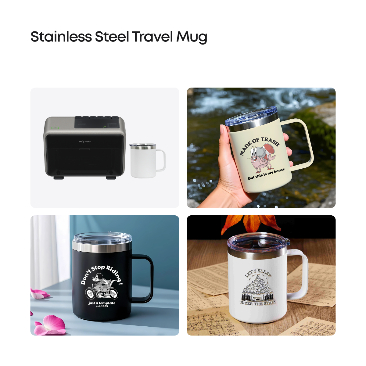 eufyMake Stainless Steel Travel Mug for UV Printer E1 (2-pack) - Flash Sale